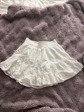 American Eagle Outfitters White Eyelet Tiered Skater Skirt with built in shorts